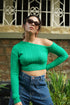 OFF SHOULDER KNIT CROP TOP