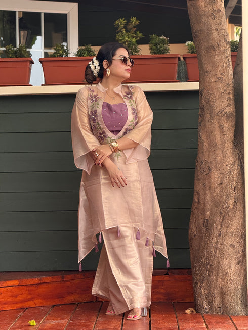 ORGANZA HAND-PAINTED 3-PIECE CO-ORD SET