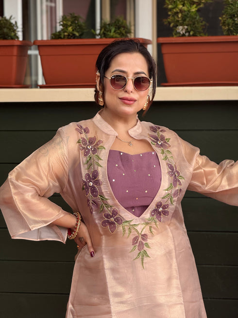 ORGANZA HAND-PAINTED 3-PIECE CO-ORD SET