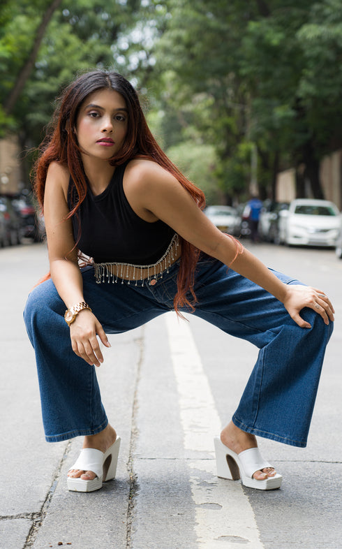 SCARLET TASSEL CROP TOP