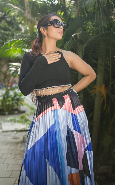 DAZZLING ONE SHOULDER CROP TOP