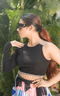 DAZZLING ONE SHOULDER CROP TOP