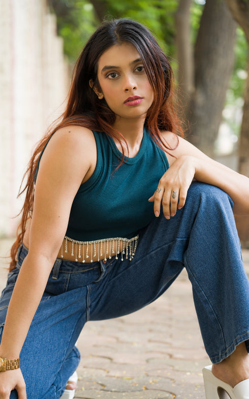 SCARLET TASSEL CROP TOP