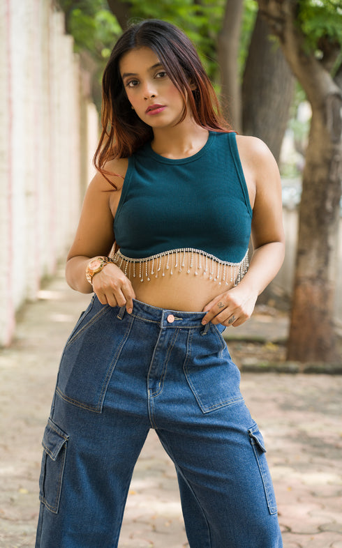 SCARLET TASSEL CROP TOP