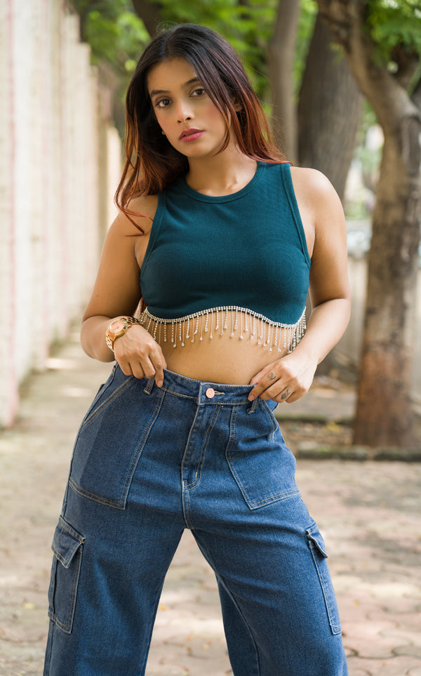 SCARLET TASSEL CROP TOP