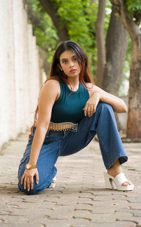 SCARLET TASSEL CROP TOP