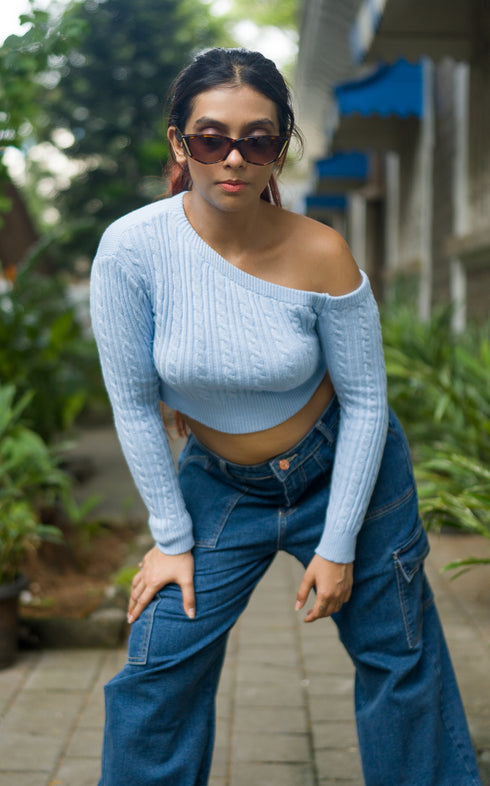 OFF SHOULDER KNIT CROP TOP