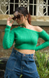 OFF SHOULDER KNIT CROP TOP