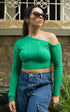 OFF SHOULDER KNIT CROP TOP