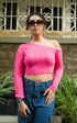 OFF SHOULDER KNIT CROP TOP
