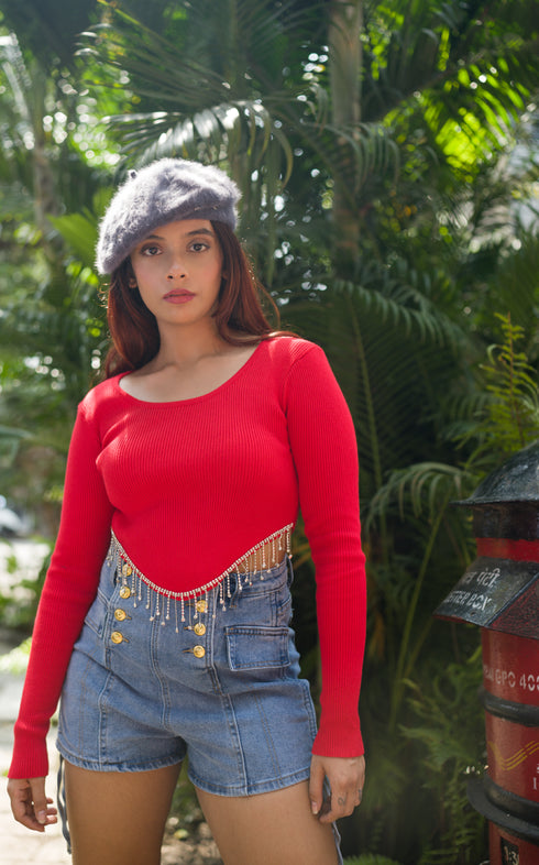 DAZZLE TASSEL CROP TOP