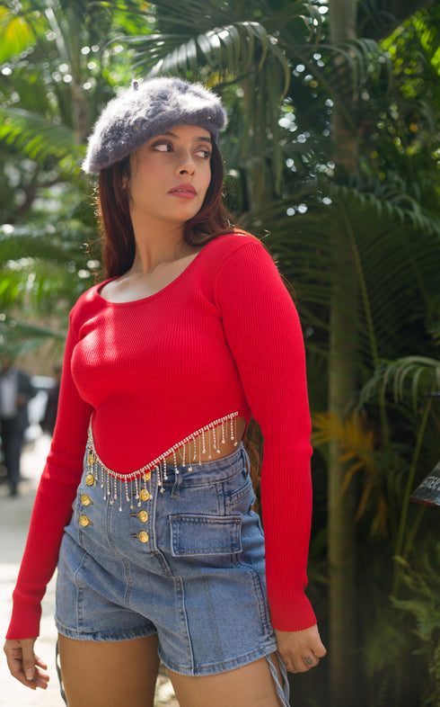 DAZZLE TASSEL CROP TOP