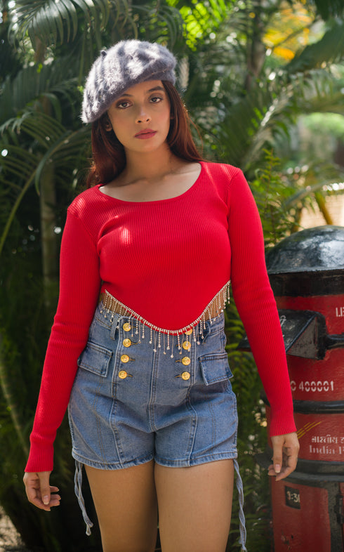 DAZZLE TASSEL CROP TOP