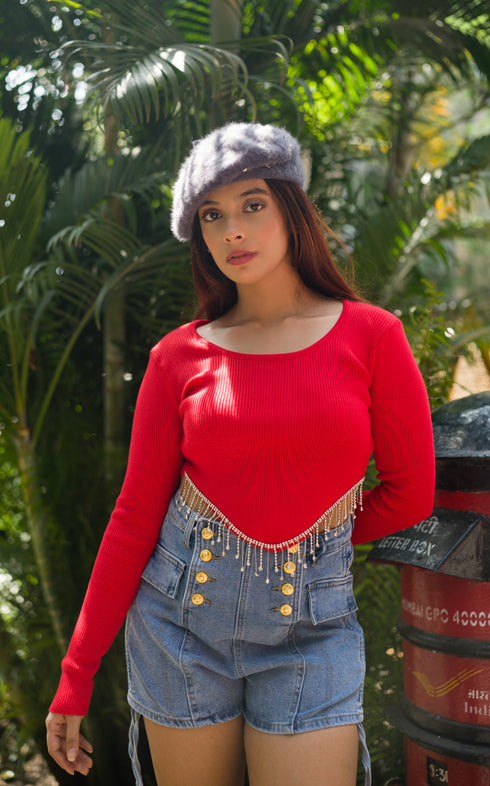 DAZZLE TASSEL CROP TOP